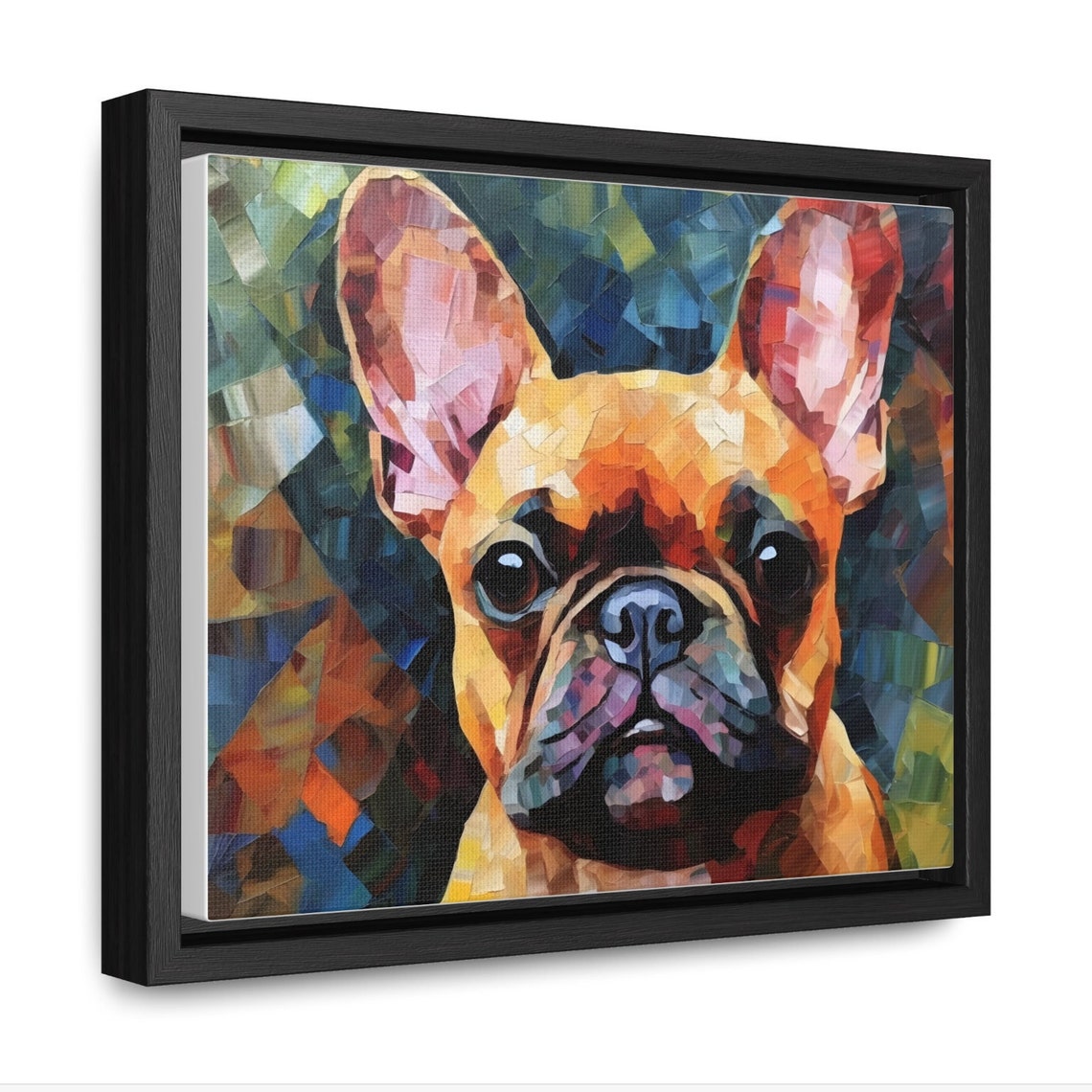 Colorful French Bulldog Mosaic Fragment Portrait Modern Dog Poster - Image 2