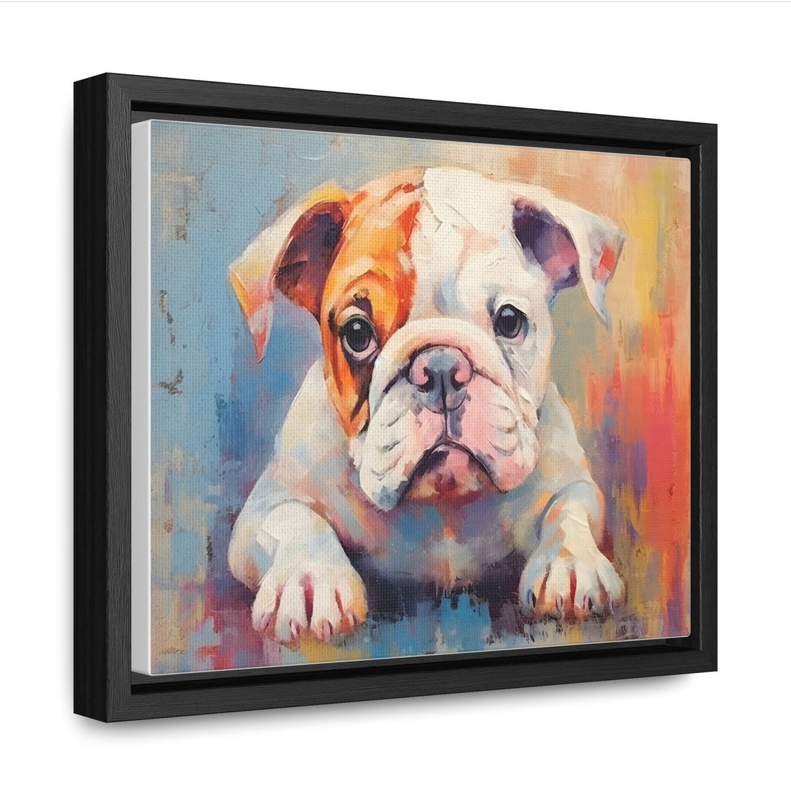 Cute Bulldog Puppy Portrait Colorful Oil Painting Dog Poster - Image 2