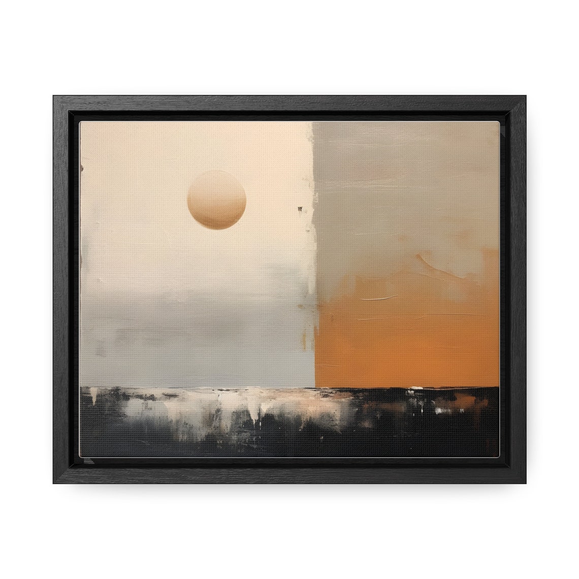 Minimalist Floating Sun Over Ocean Beige Gray Abstract Poster - Image 4