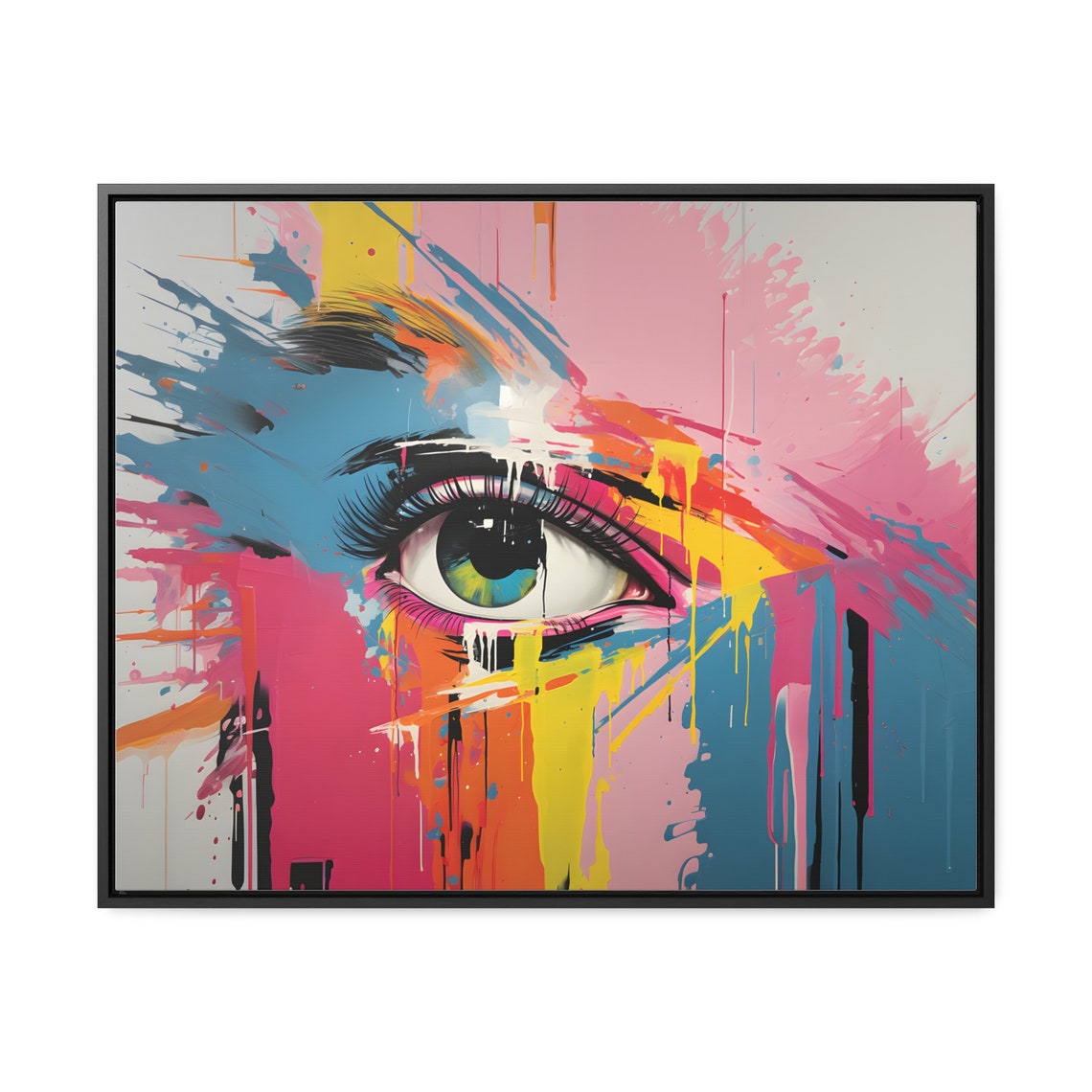 Colorful Painted Eye Pop Art Neon Drips Bold Modern Style Poster