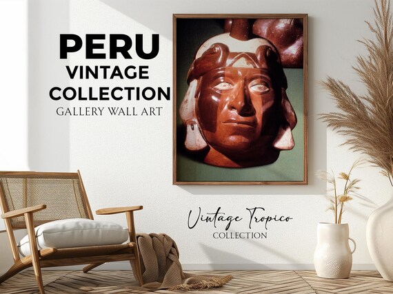 Peru Ancient Inca Ceramic Portrait Vessel Terracotta Artifact Poster