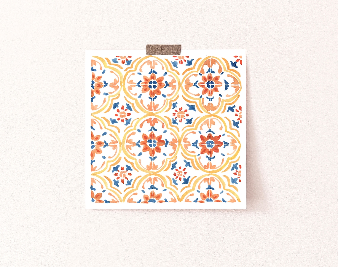 Square Tile Print, Italian Tile Pattern Art Print - Image 3