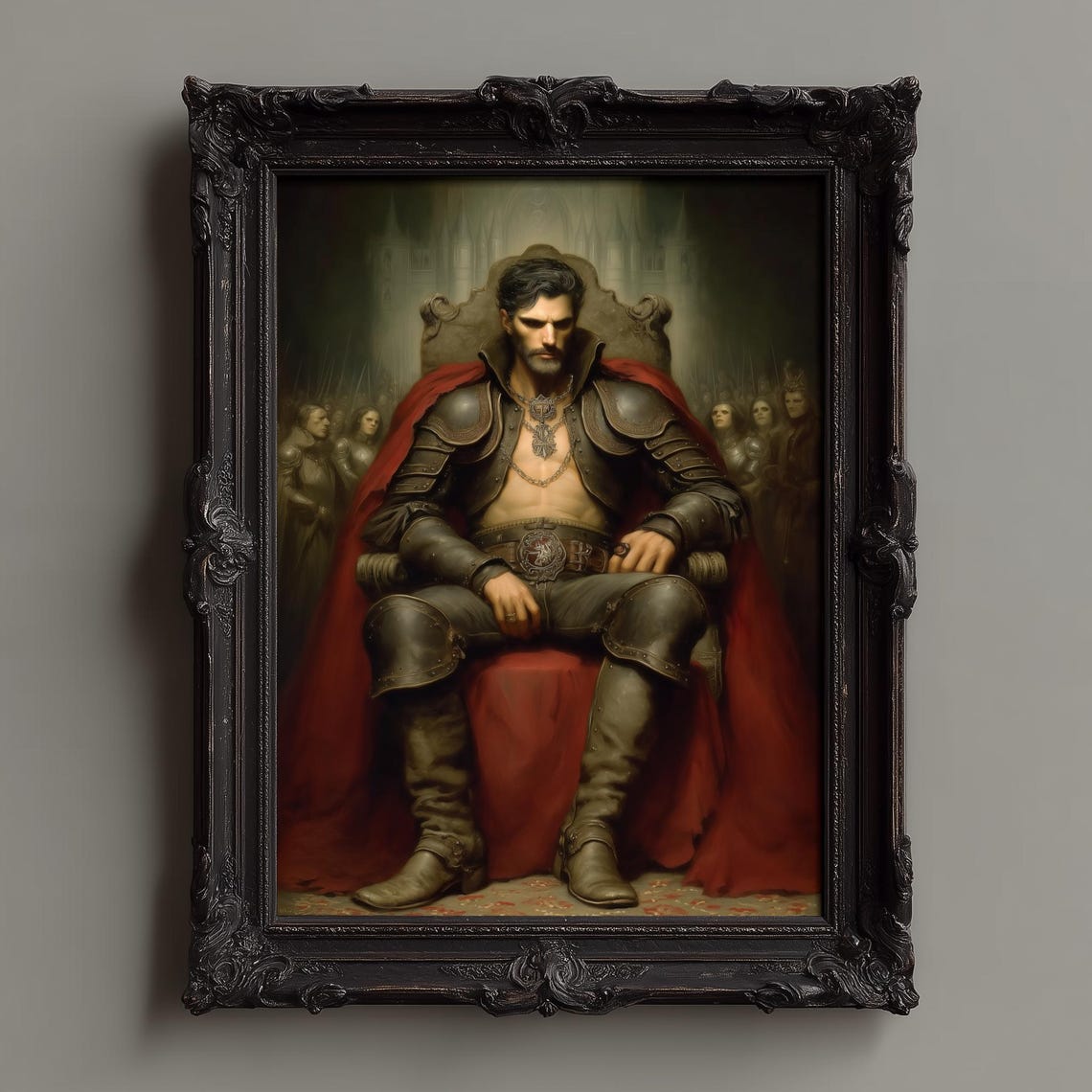 Armored Vampire King On Throne Dark Gothic Fantasy Art Poster