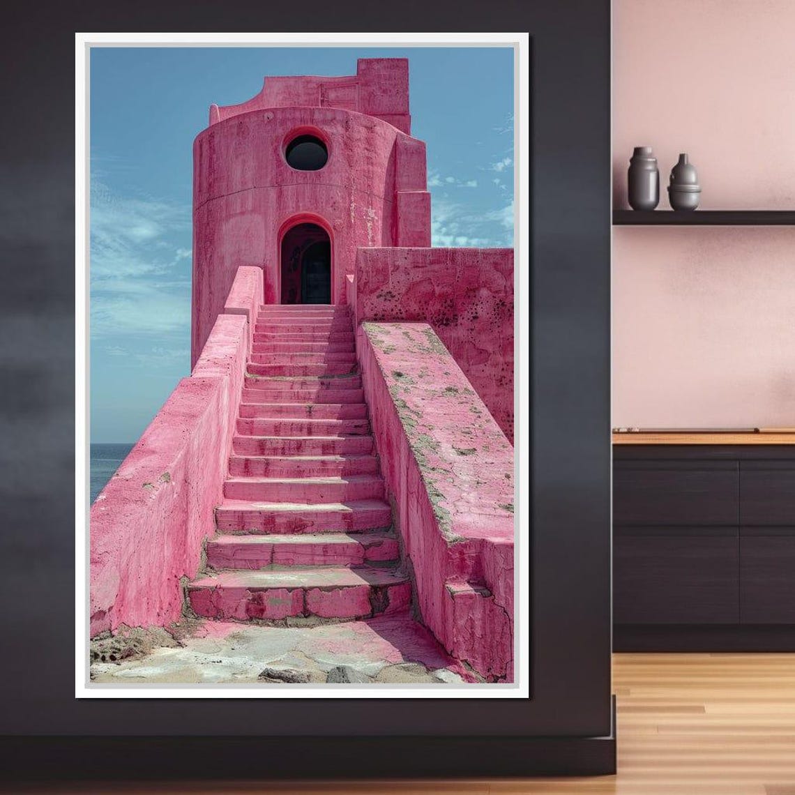 Fuchsia Fortress Steps Pink Architecture Coastal Home Decor Contemporary Art Serene Atmosphere By Nichecanvas - Image 2