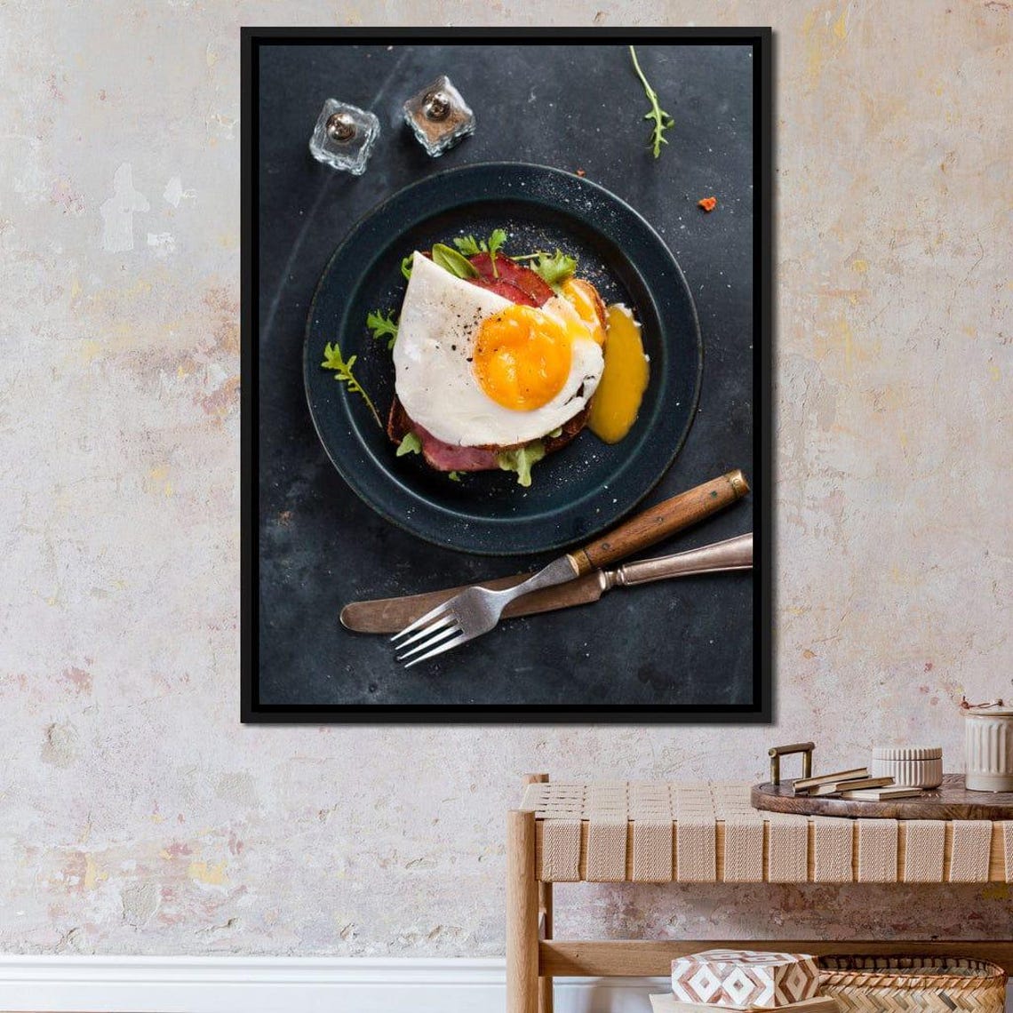 Sunny Side Egg Breakfast Food Photography Rustic Kitchen Art - Image 2