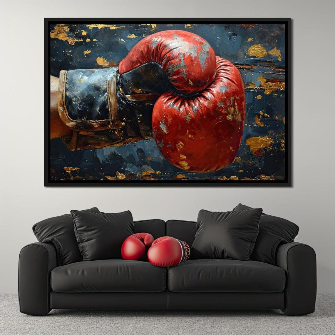 Red Boxing Glove Oil Painting Sports Wall Art Bold Gym Motivational - Image 3