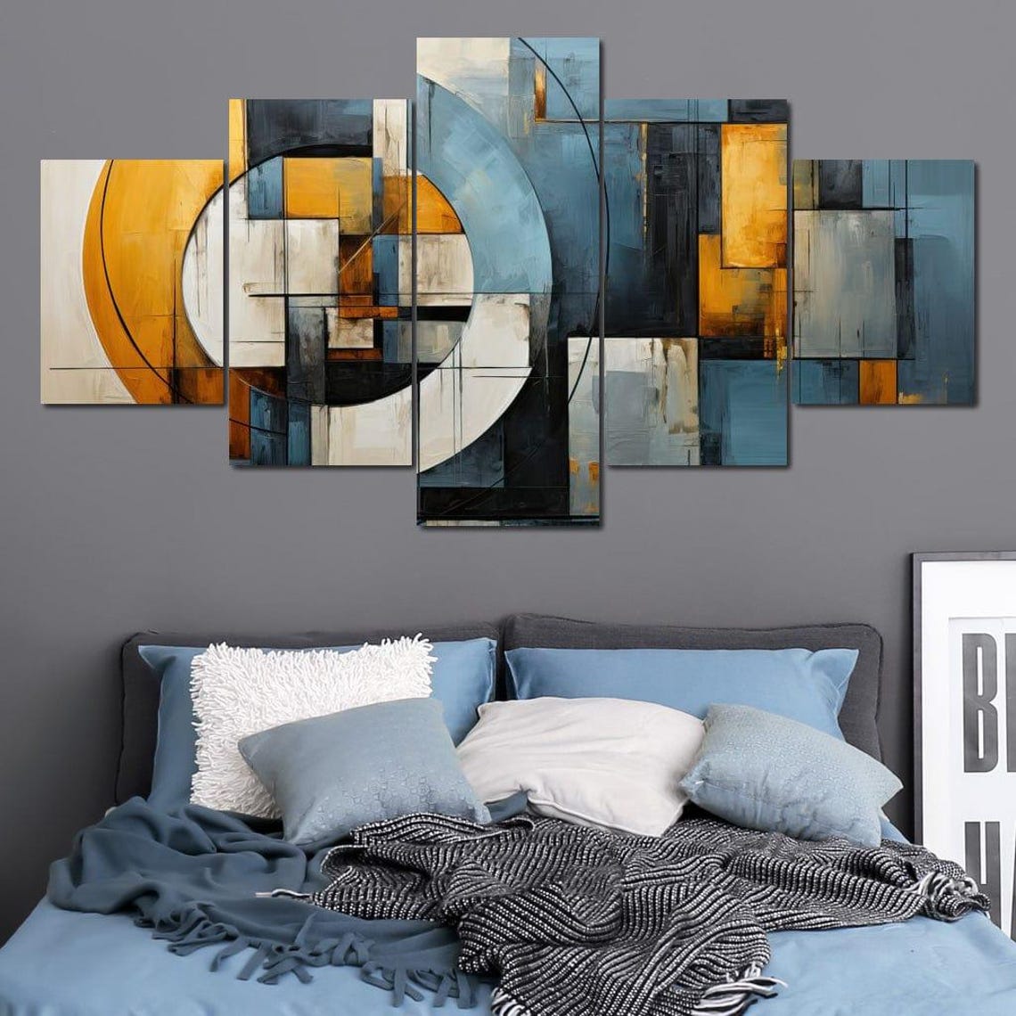Shape Symphony Geometric Abstract Print Modern Wall Art Color Block Decor Multi Panel Design By Nichecanvas - Image 4