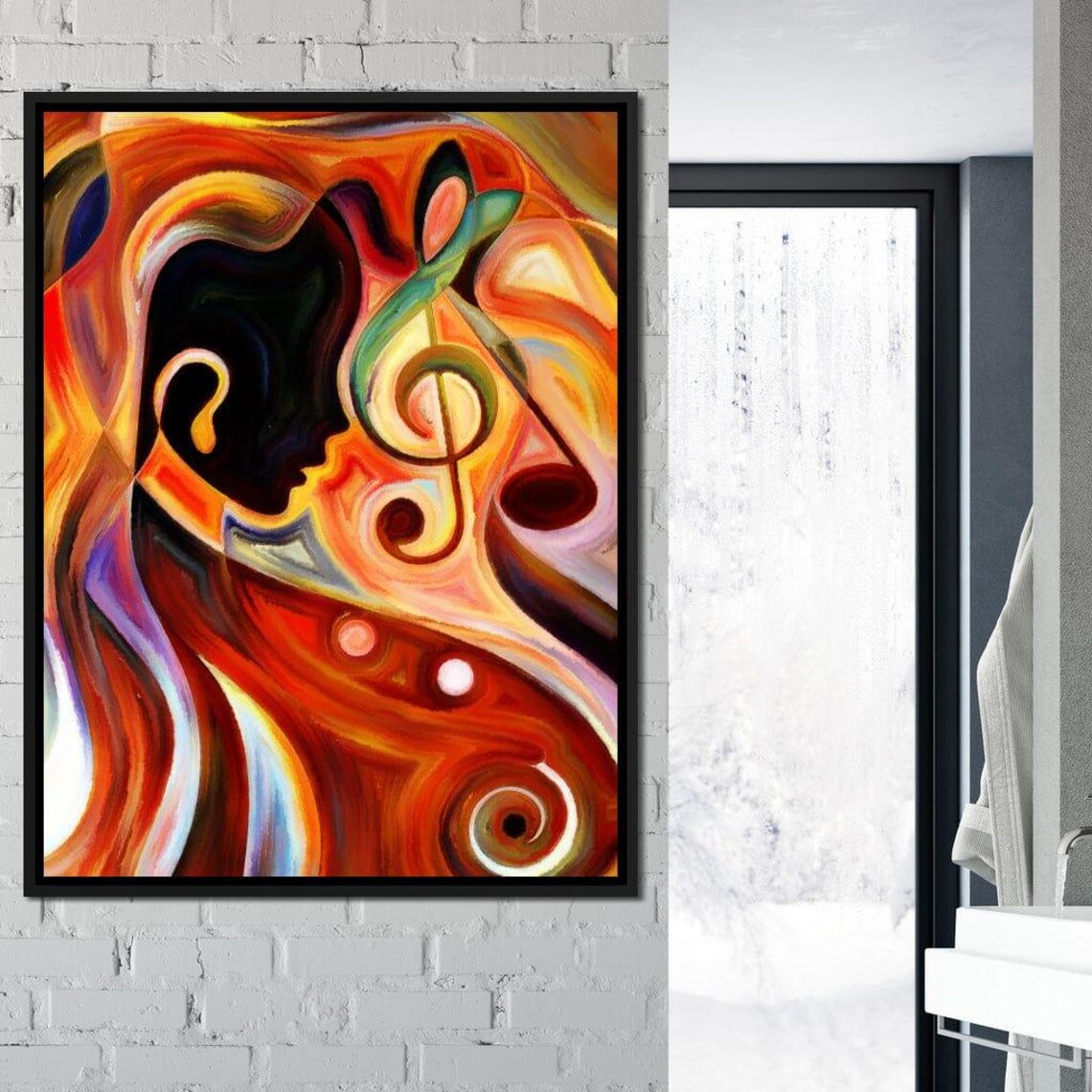 Fiery Abstract Treble Clef Musical Portrait Vibrant Colorful Music Wall Art - Image 2