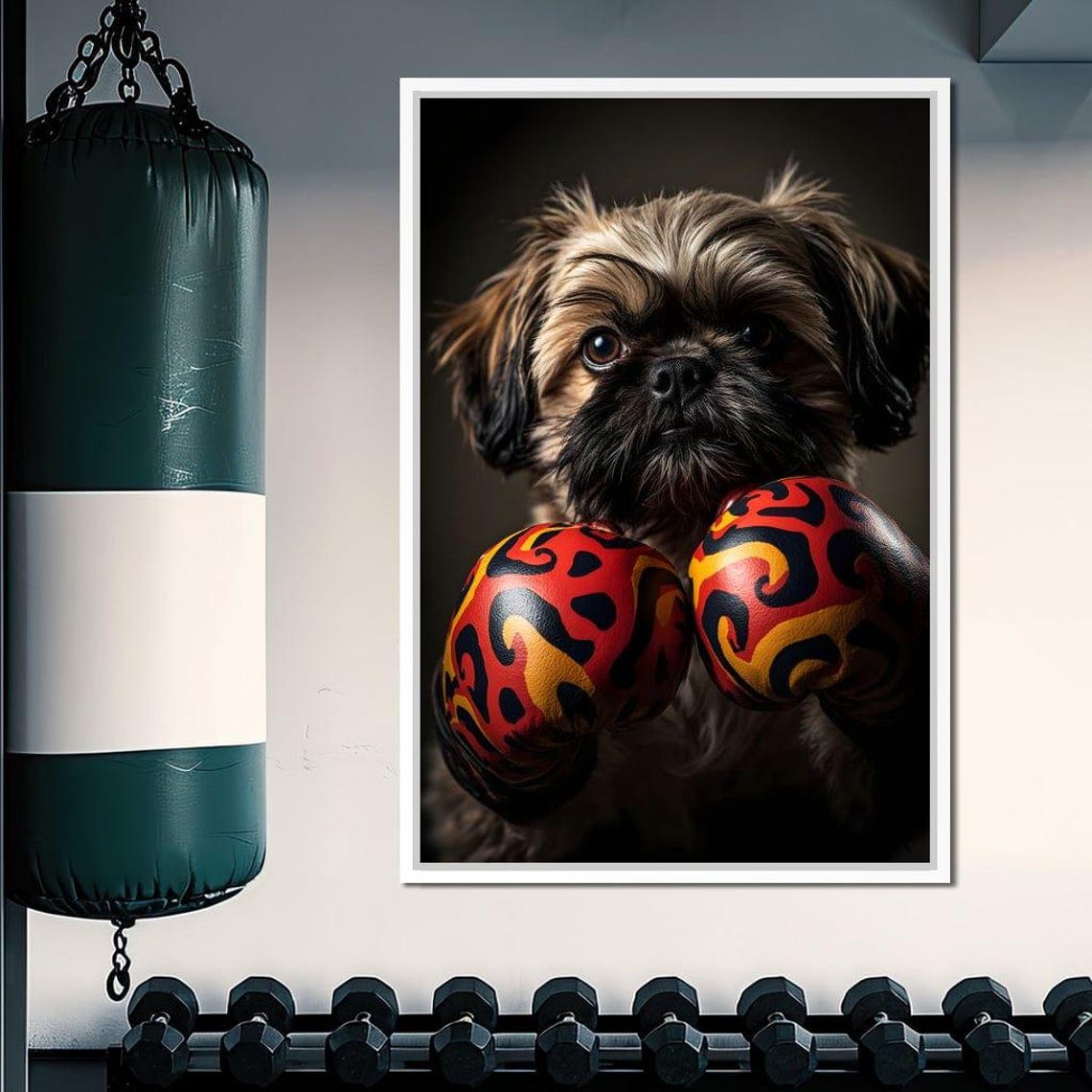 Boxer Puppy Wearing Red Flame Boxing Gloves Funny Pet Poster - Image 4