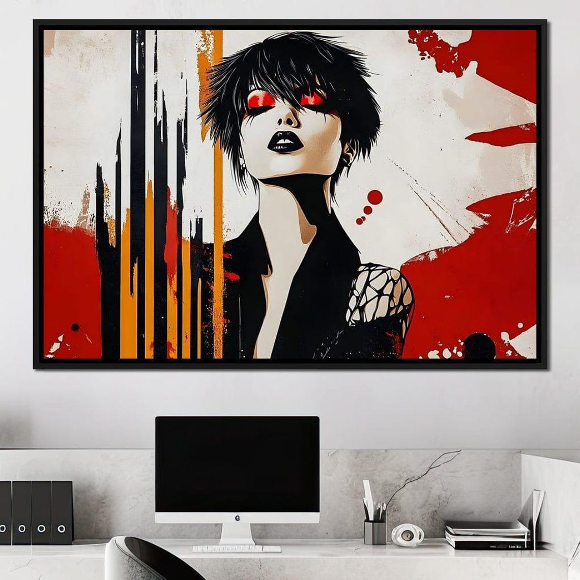 Bold Pop Art Woman Portrait Red Sunglasses Graffiti Abstract Poster - Image 2