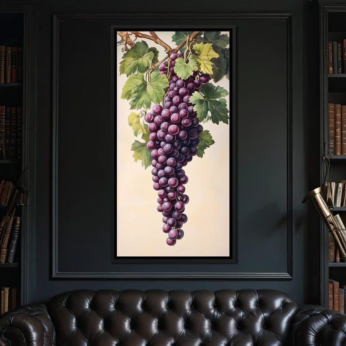 Purple Grape Cluster Vintage Botanical Vine Kitchen Decor Wall Art - Image 2