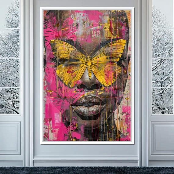 Butterfly Elegance And Vivid Dreams Feminine Artistic Portrait Bright Aesthetic Home Decor Unique Butterfly Wall Art By Nichecanvas