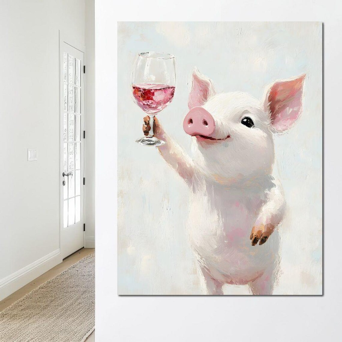 Whimsical Pig Celebration Art Print, Farm Animal - Image 3