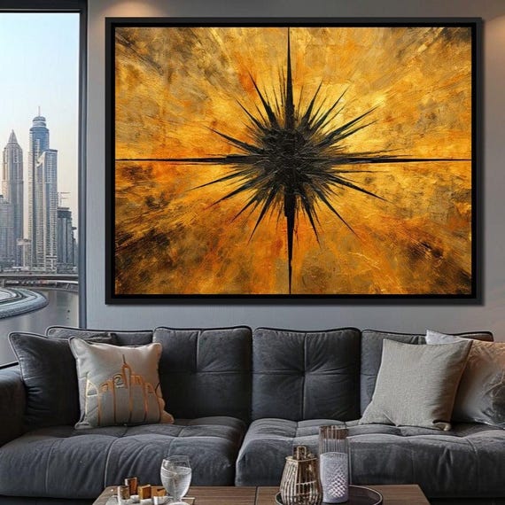Radiant Epoch Burst Abstract Star Explosion Golden Hues Dramatic Wall Art Modern Home Decor Eye Catching Design By Nichecanvas
