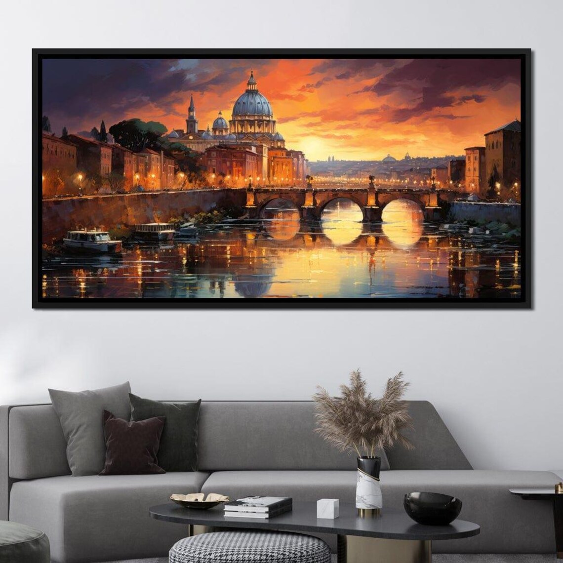 Rome St Peters Basilica Sunset Tiber River Bridge Italy City Poster - Image 4