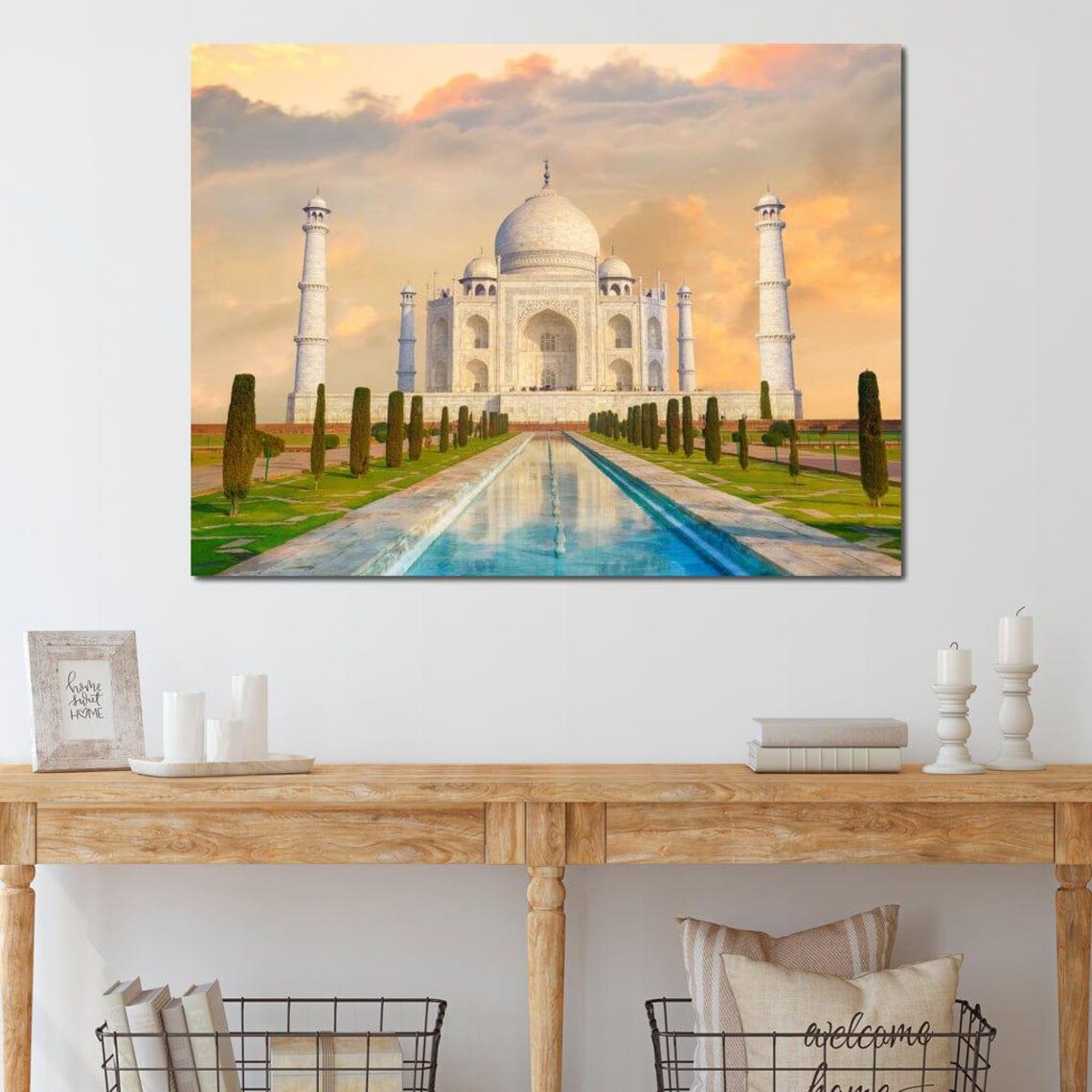 Taj Mahal India Golden Hour Reflection Pool Mughal Travel Poster - Image 4