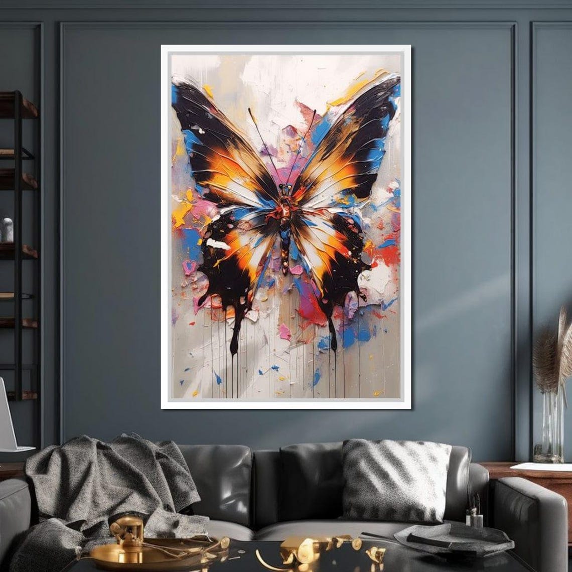 Abstract Butterfly Colorful Splash Modern Artistic Wall Print - Image 3