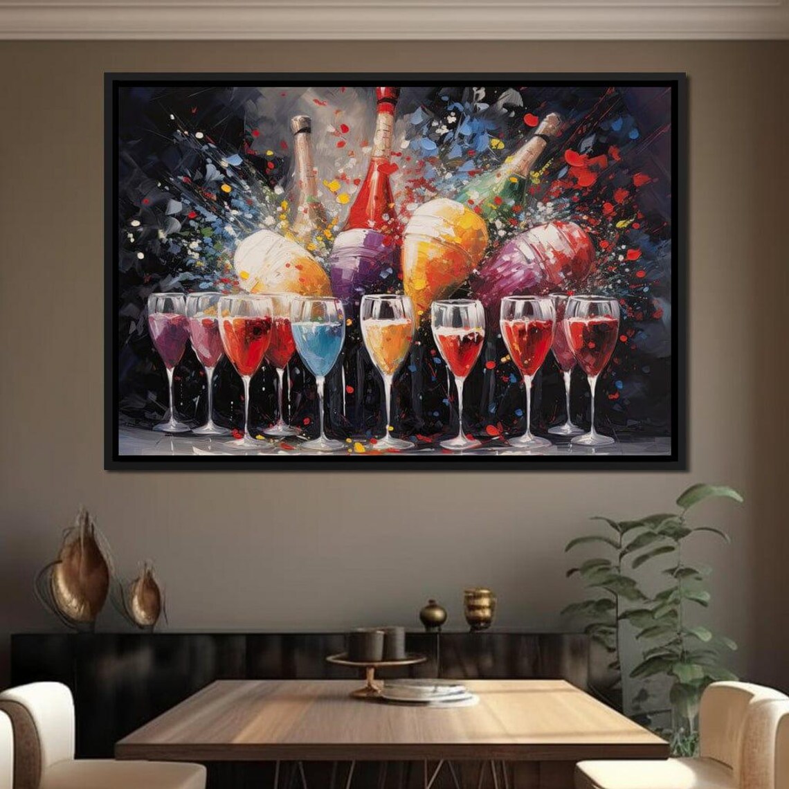 Colorful Wine Bottles Cocktail Glasses Celebration Party Bar Art Poster - Image 2