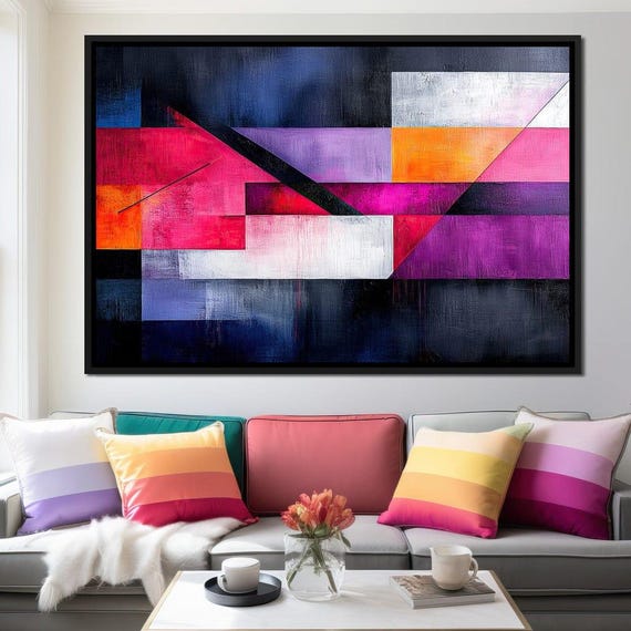 Colorful Geometric Harmony Modern Wall Art Vibrant Abstract Wall Decor Home Decor Multicolor Art For Living Room By Nichecanvas