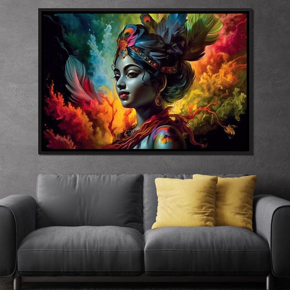 Radhas Universal Aura Hindu Goddess Home Decor Spiritual Wall Art Colorful Ethereal Hindu Heritage By Nichecanvas