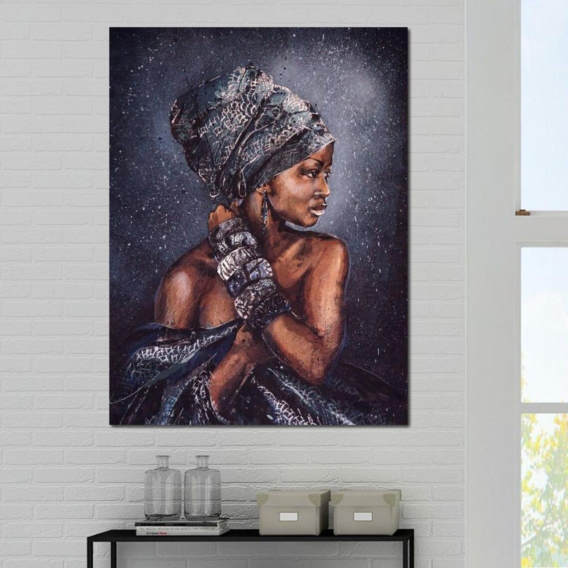 Under the Stars African Beauty Lace Headwrap Portrait Wall Art - Image 4