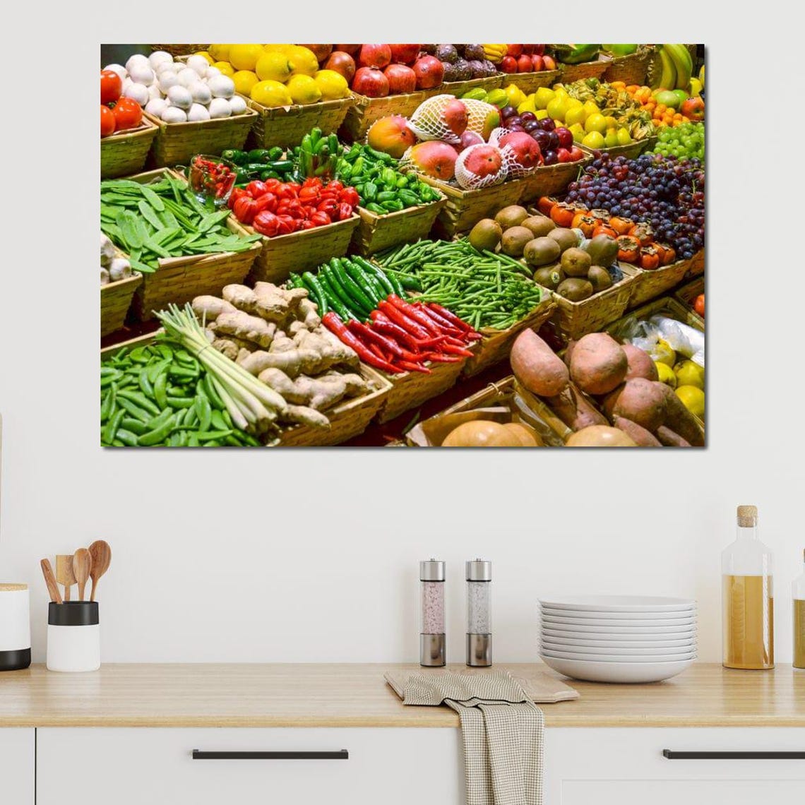 Fresh Produce Market Baskets Colorful Fruit Vegetable Wall Art - Image 4
