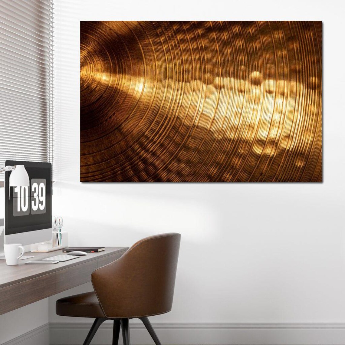 Golden Cymbal Macro Concentric Groove Patterns Drummer Music Wall Poster - Image 3