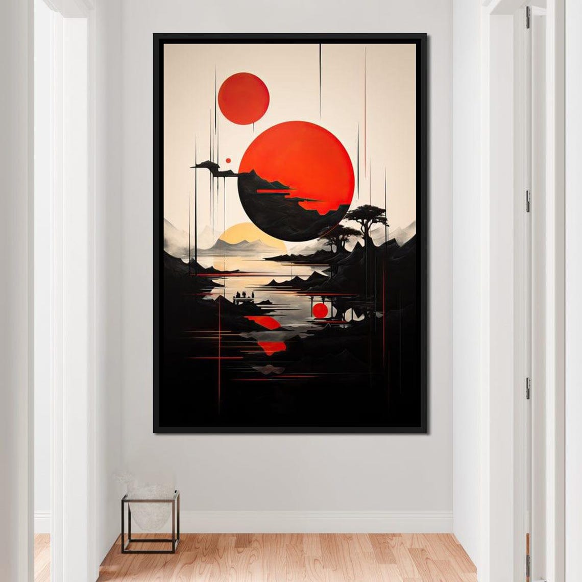 Orange Afterglow Symphony Abstract Landscape Sunset Decor Nature Art Bold Minimalist Design Modern Wall Art By Nichecanvas