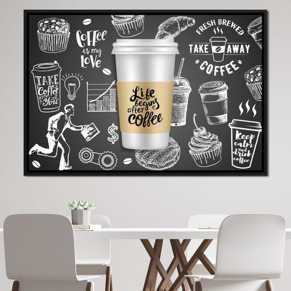 Essential Coffee Fun Coffee Print Kitchen Wall Art Modern Cafe Decor Black And White Coffee Lover Art By Nichecanvas
