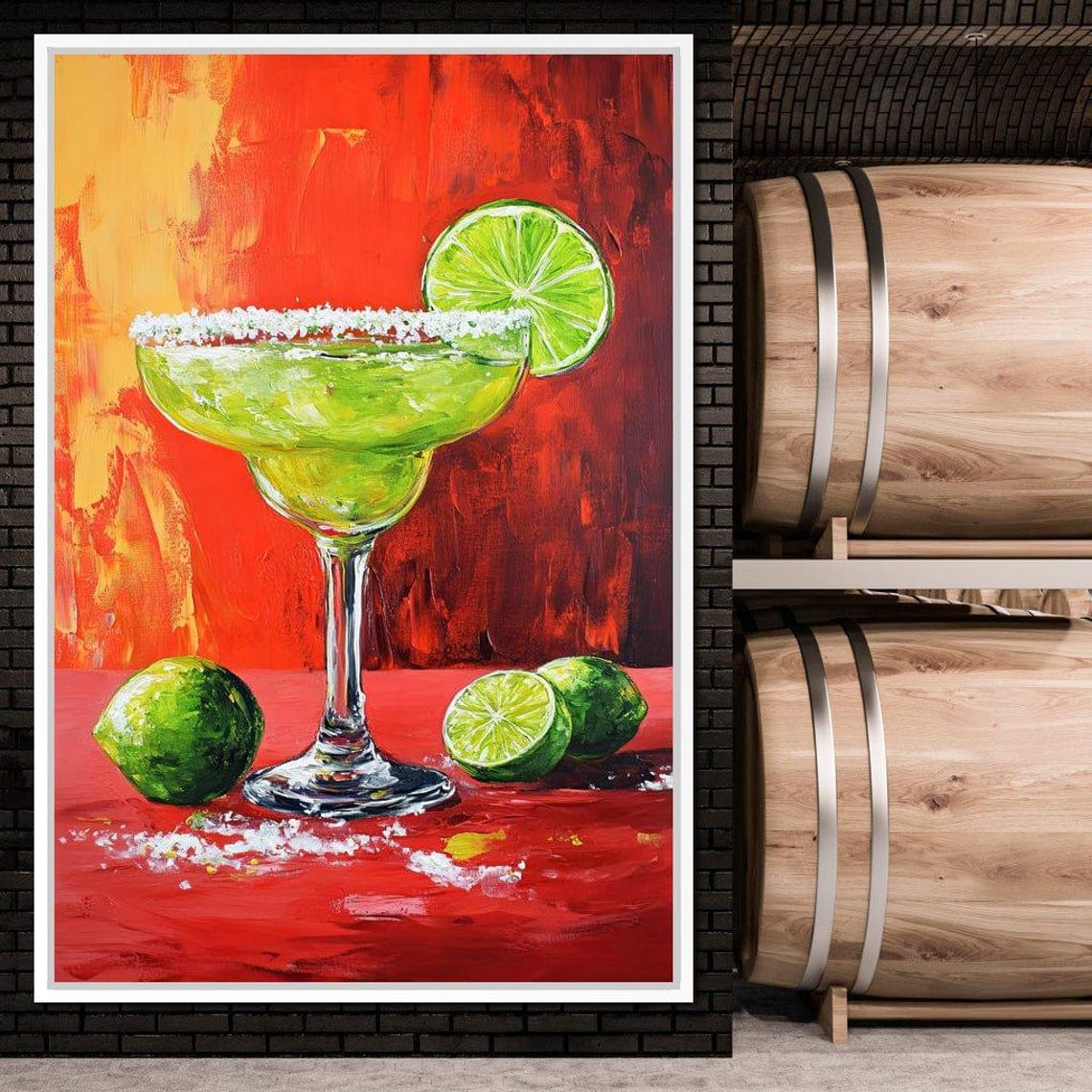 Margarita Cocktail Lime Salt Rim Vibrant Bar Kitchen Wall Art Print - Image 2
