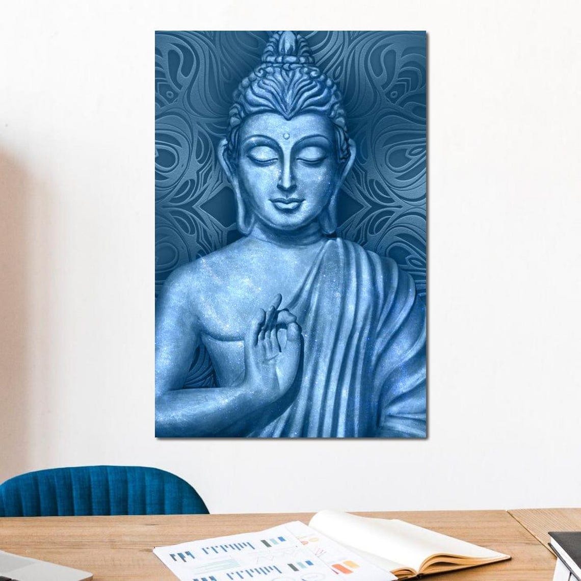 Blue Buddha Serene Meditation Spiritual Zen Mindfulness Wall Art Print - Image 4