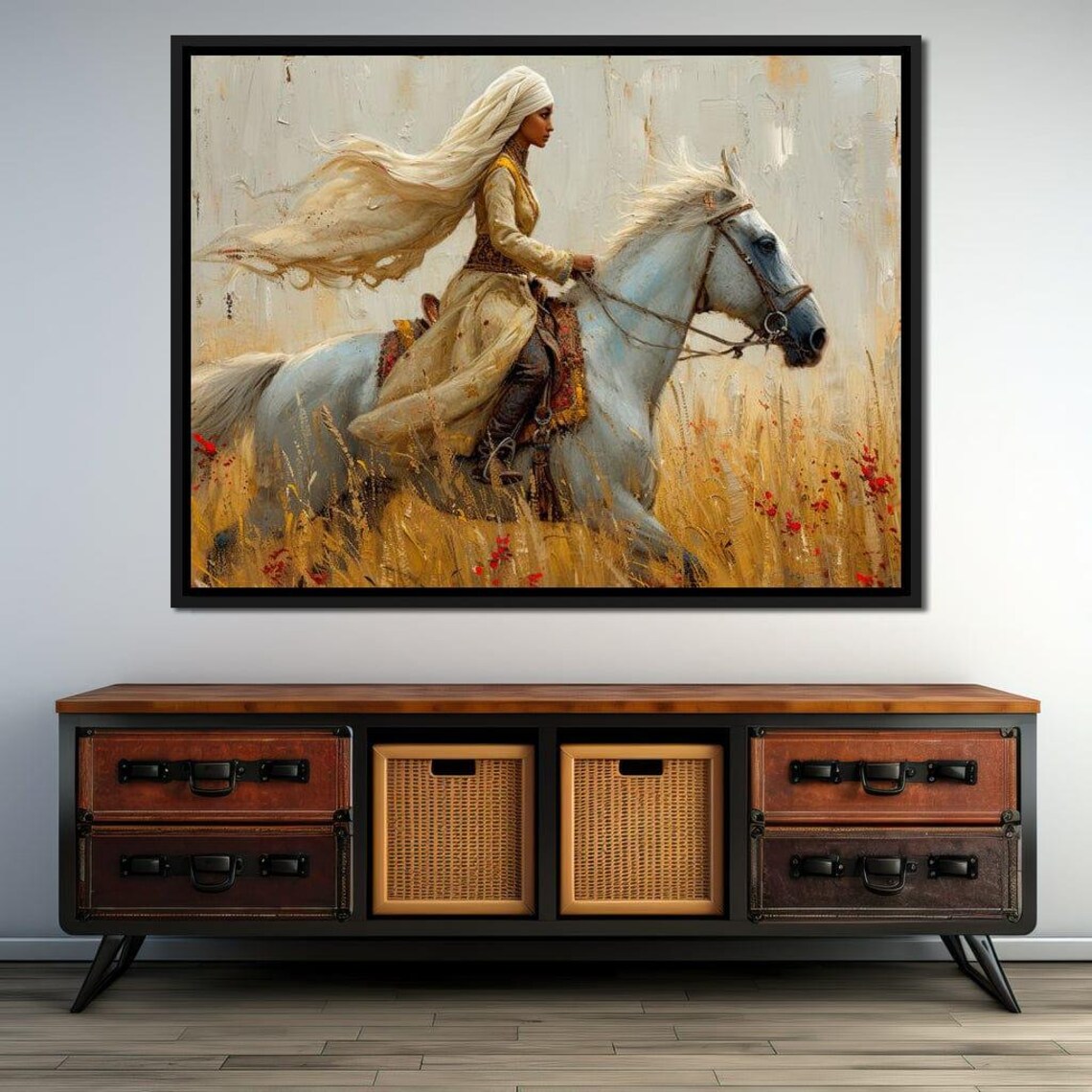 Golden Gallop Across Meadows, Rustic Farmhouse Art - Image 2