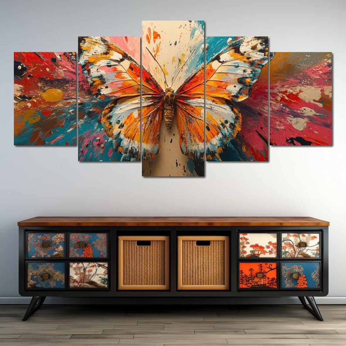 Butterfly Symphony Burst Vibrant Butterfly Wall Art Home Decor Nature Inspired Color Splash Modern By Nichecanvas - Image 4