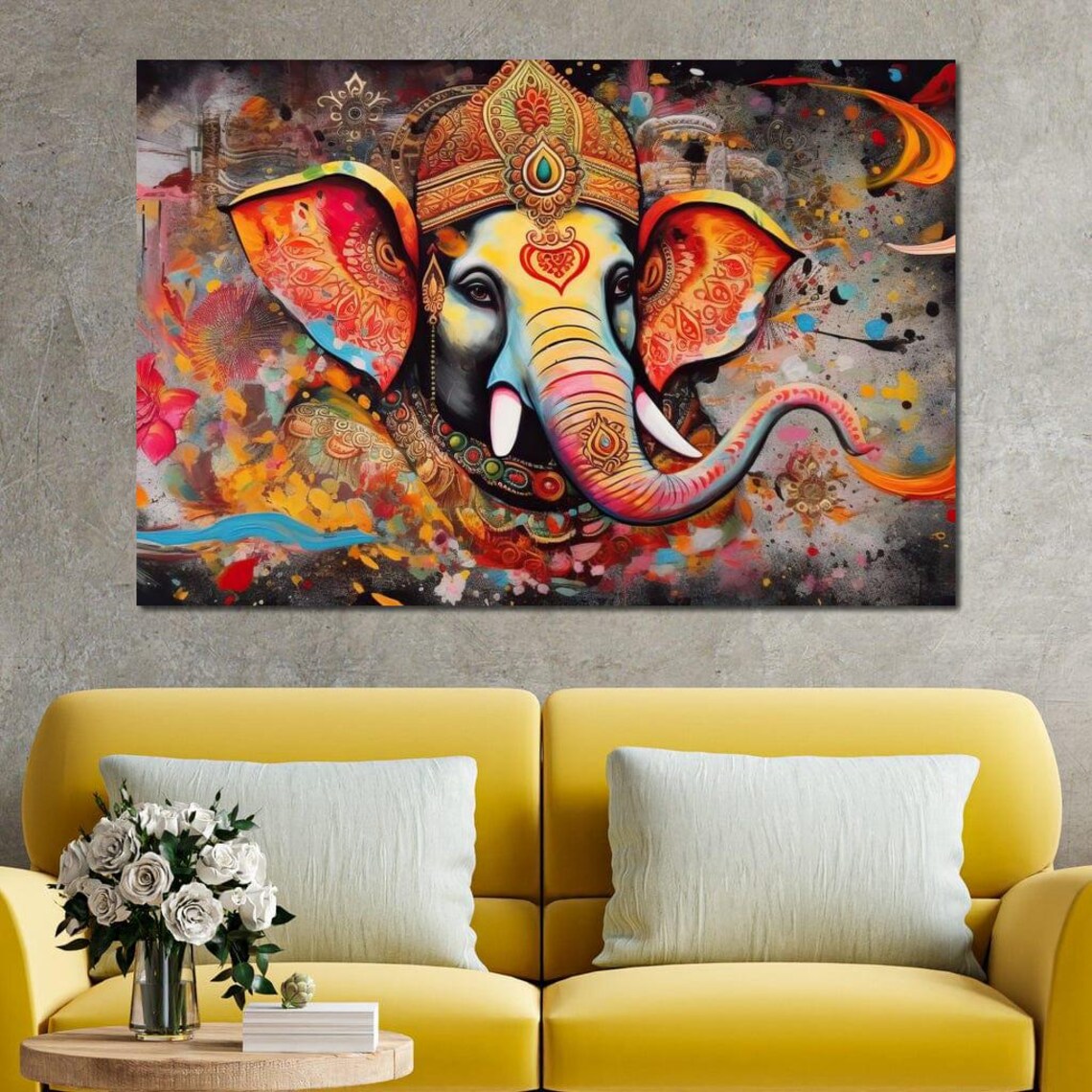 Colorful Ganesha Hindu Elephant Deity Spiritual Vibrant Art Poster - Image 3