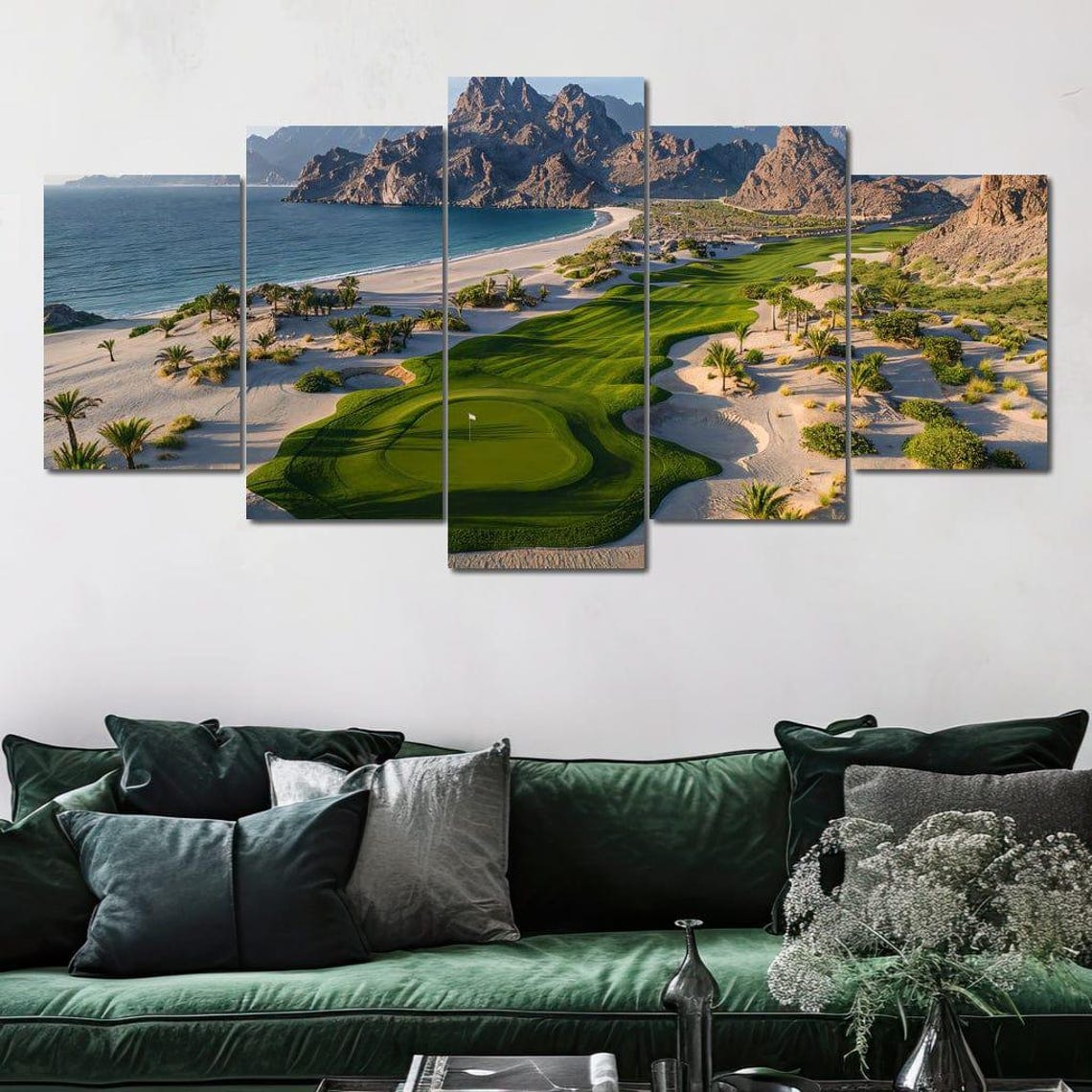 Desert Coastal Golf Course Aerial Mountain Ocean View Sports Poster - Image 3