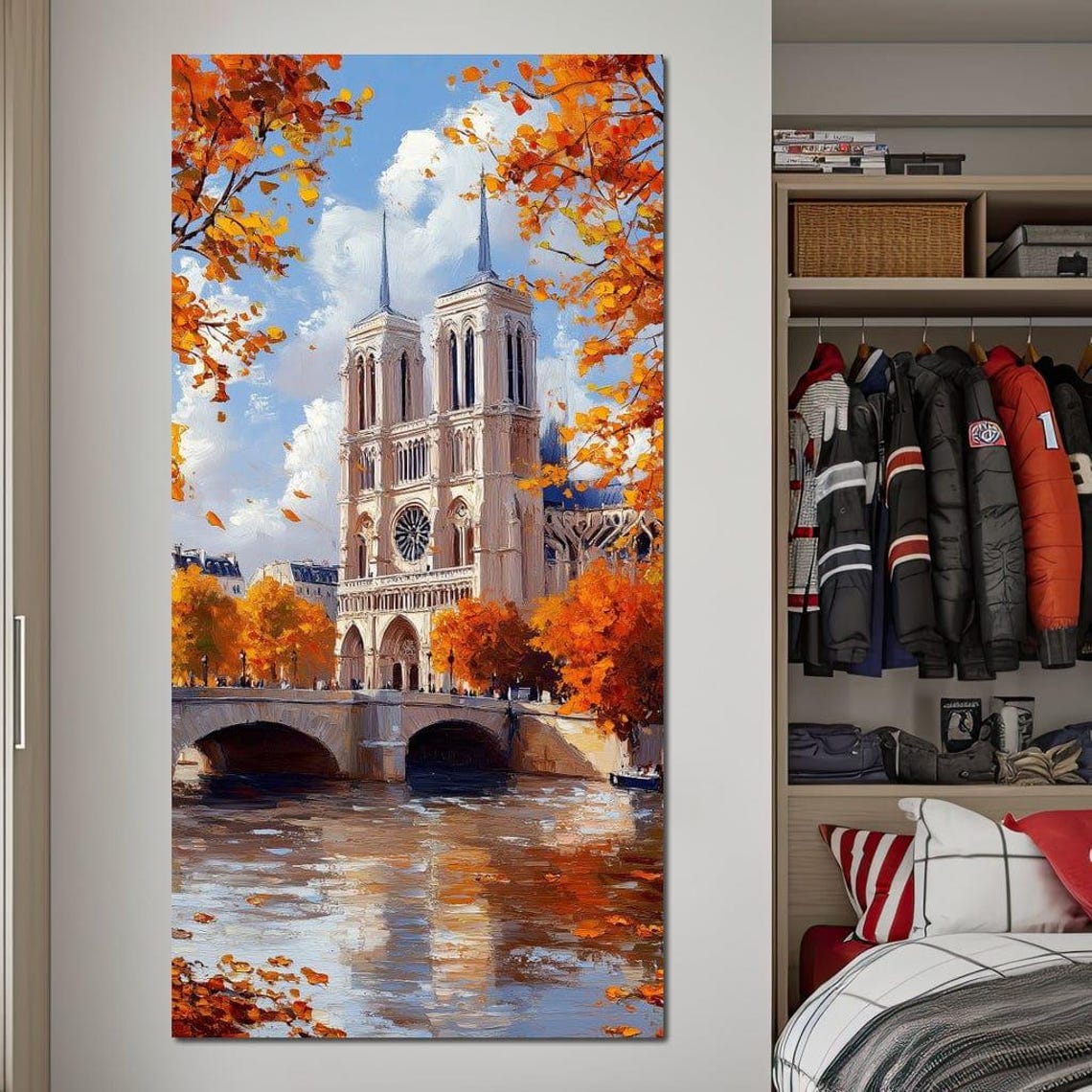 Notre Dame Cathedral Paris Autumn Seine Reflection Fall Poster - Image 4