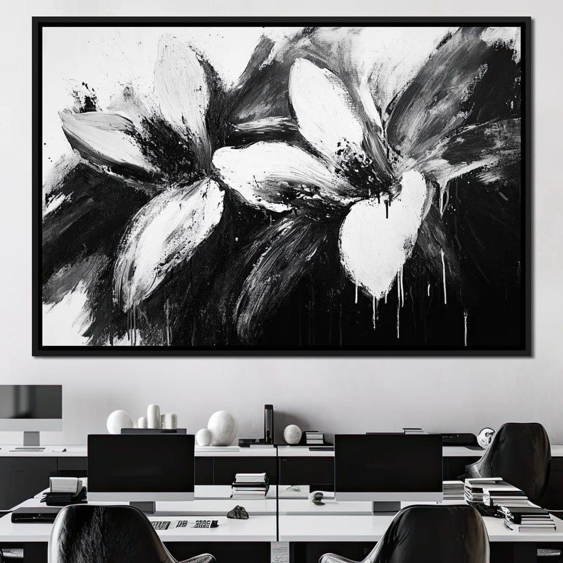 Black White Abstract Flower Dramatic Monochrome Botanical Poster - Image 4