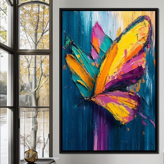 Vibrant Wings Of Fantasy Colorful Butterfly Home Decor Abstract Nature Wall Art Bold Painting By Nichecanvas