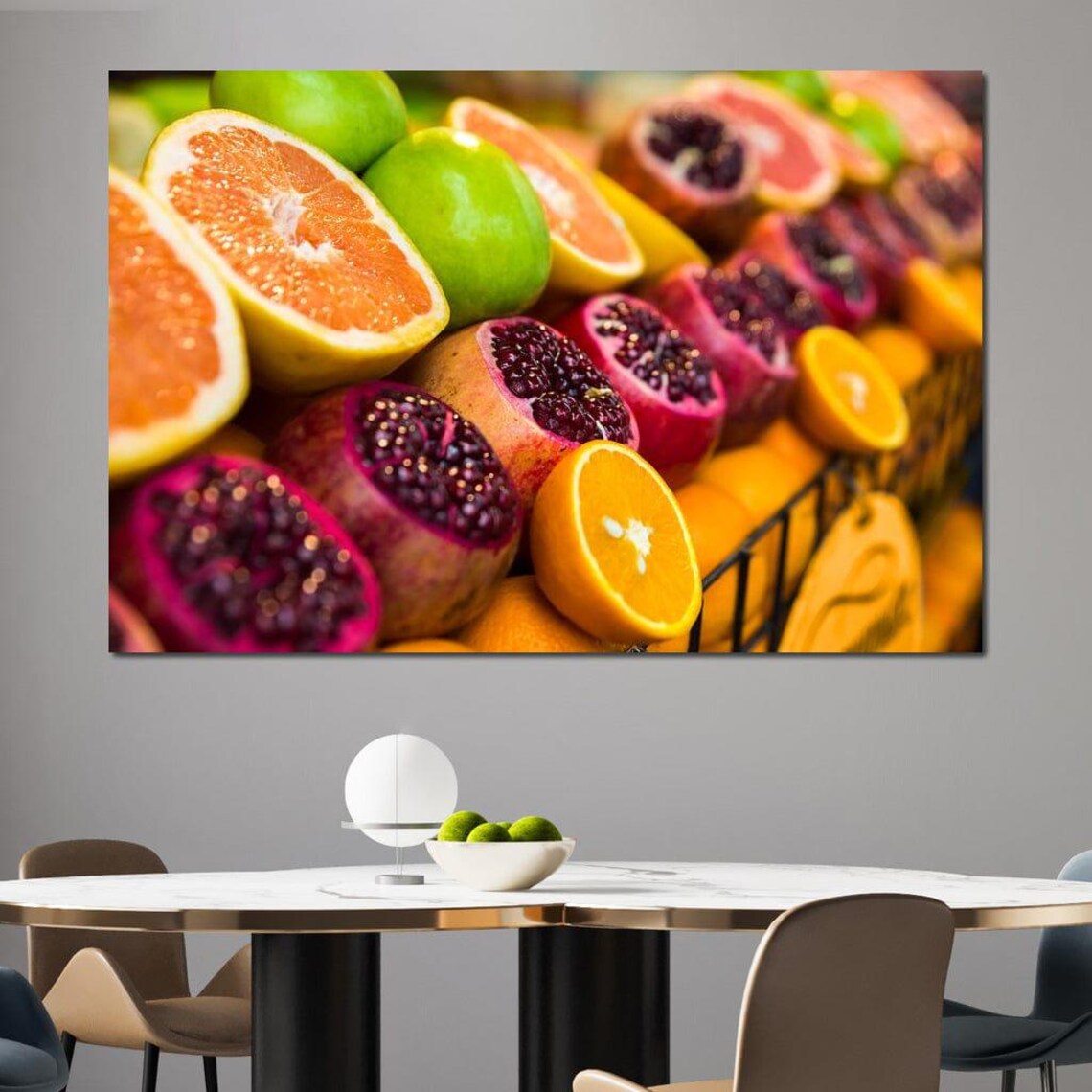 Fresh Cut Fruit Market Vibrant Pomegranate Citrus Photography Print - Image 3