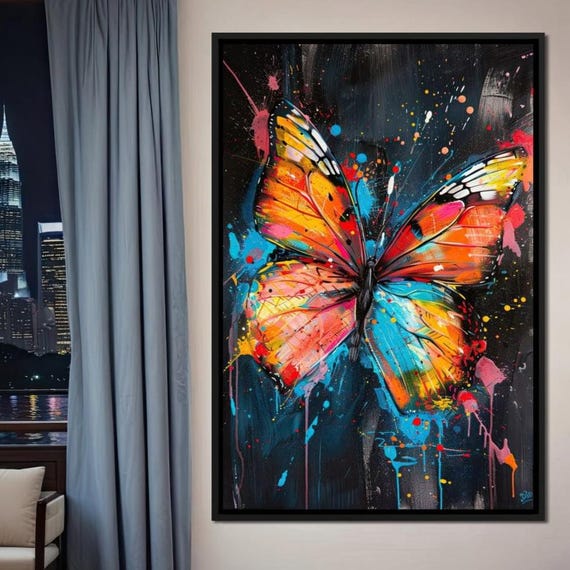 Cosmic Butterfly Spectrum Vibrant Butterfly Wall Art Abstract Home Decor Contemporary Nature Inspired Art By Nichecanvas