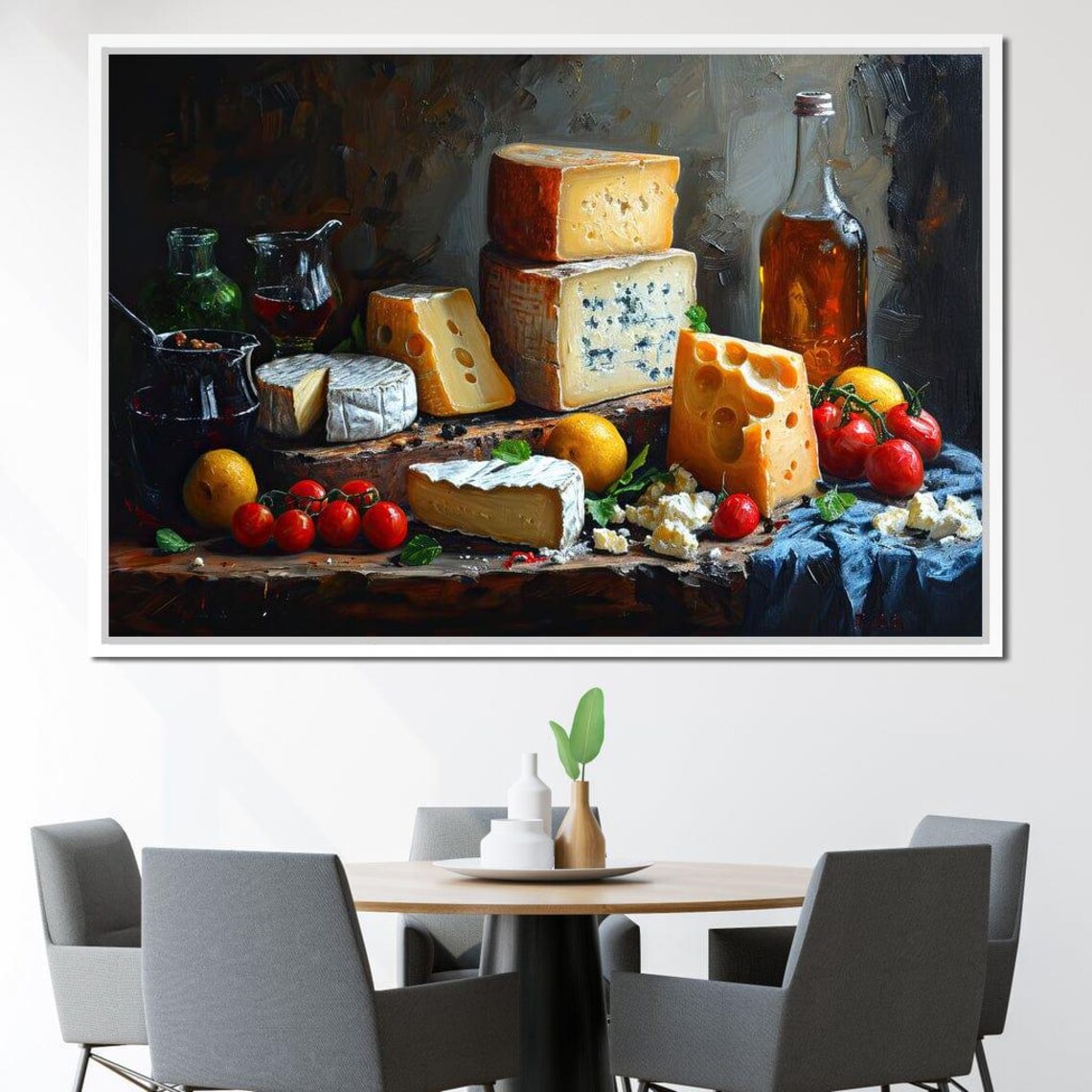 Rustic Cheese Board Wine Tomatoes Classic Still Life Kitchen Art Poster - Image 3