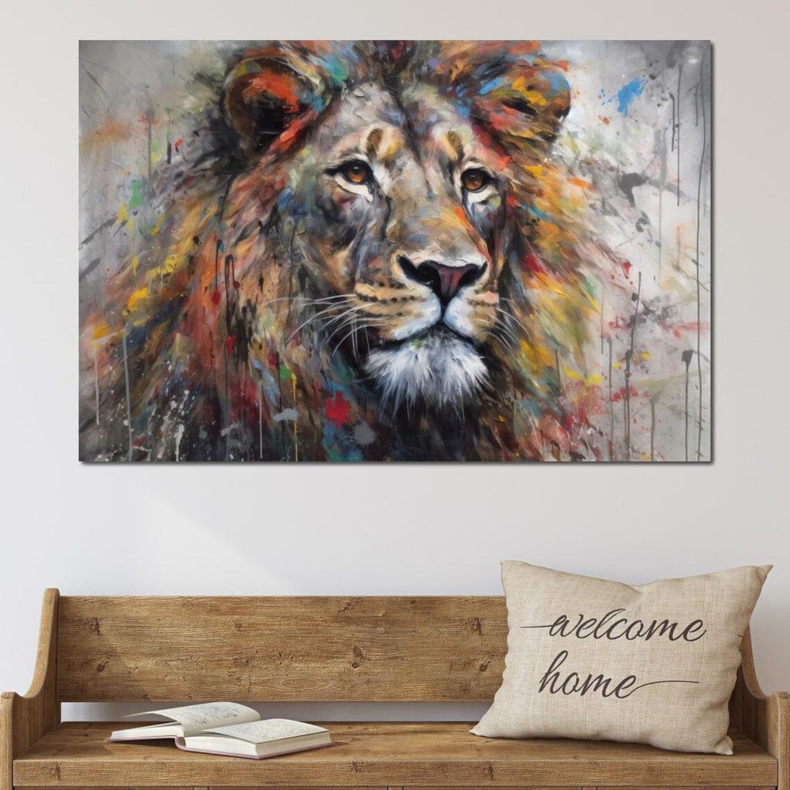 Colorful Lion Head Portrait Splash Paint Fierce Wildlife Safari Art Poster - Image 3