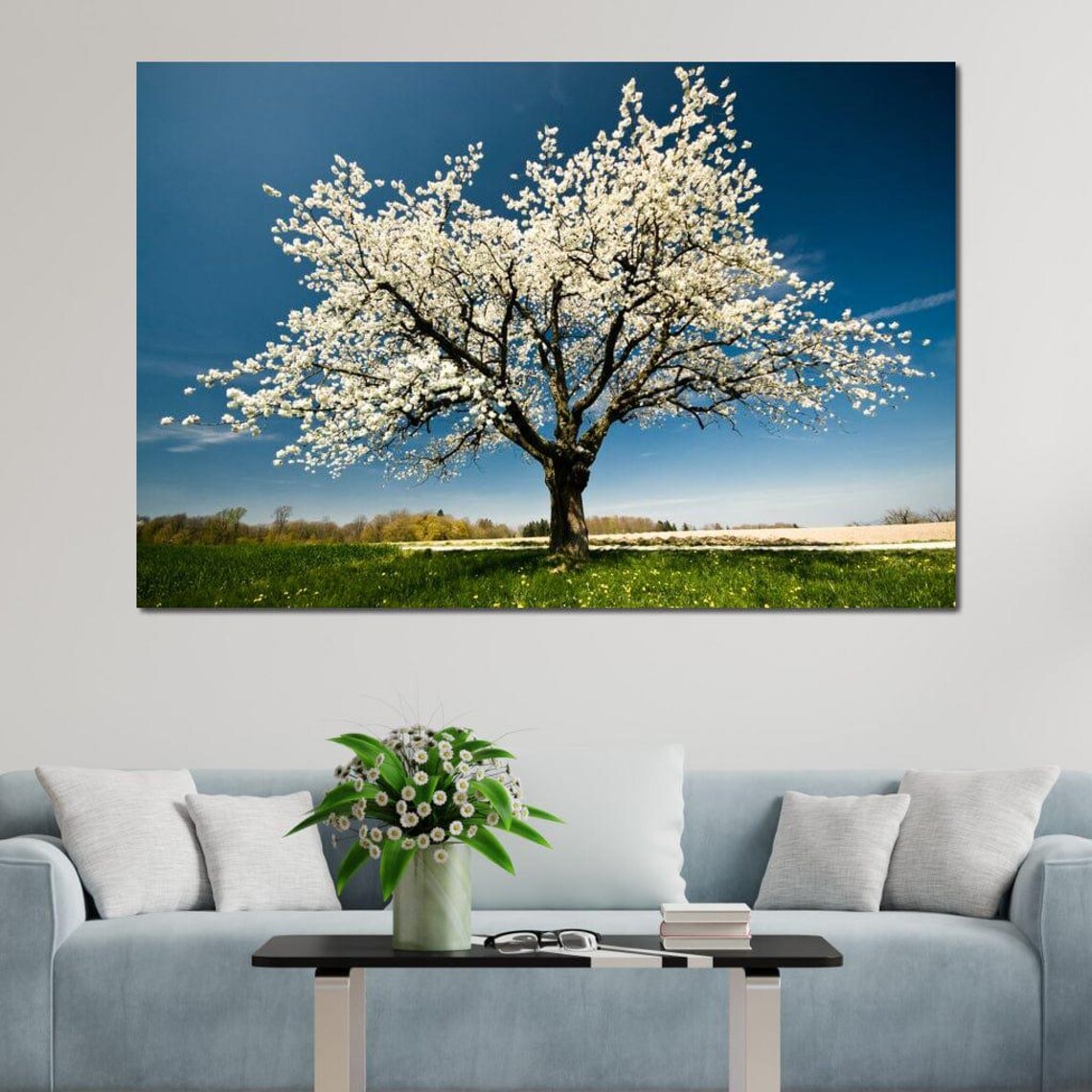 White Tree Spring Wall Art Nature Decor Outdoor Scenery Flowering Landscape Beautiful Spring Home Decor By Nichecanvas - Image 3