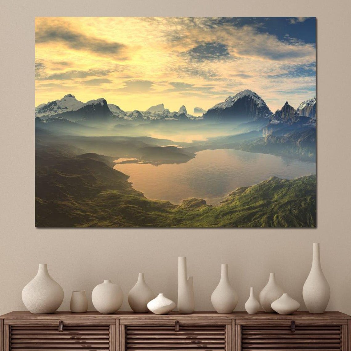 Morning Mist On Serenity Lake Peaceful Home Decor Mountain Landscape Nature Wall Art Tranquil Scenery By Nichecanvas - Image 4