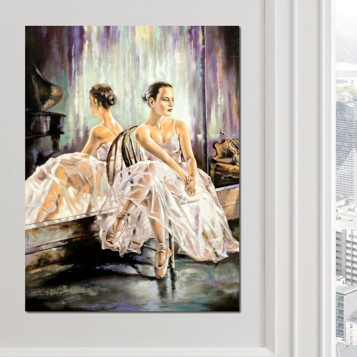 Ballet Studio Reverie Ballerina Resting By Mirror Oil Painting Poster - Image 3