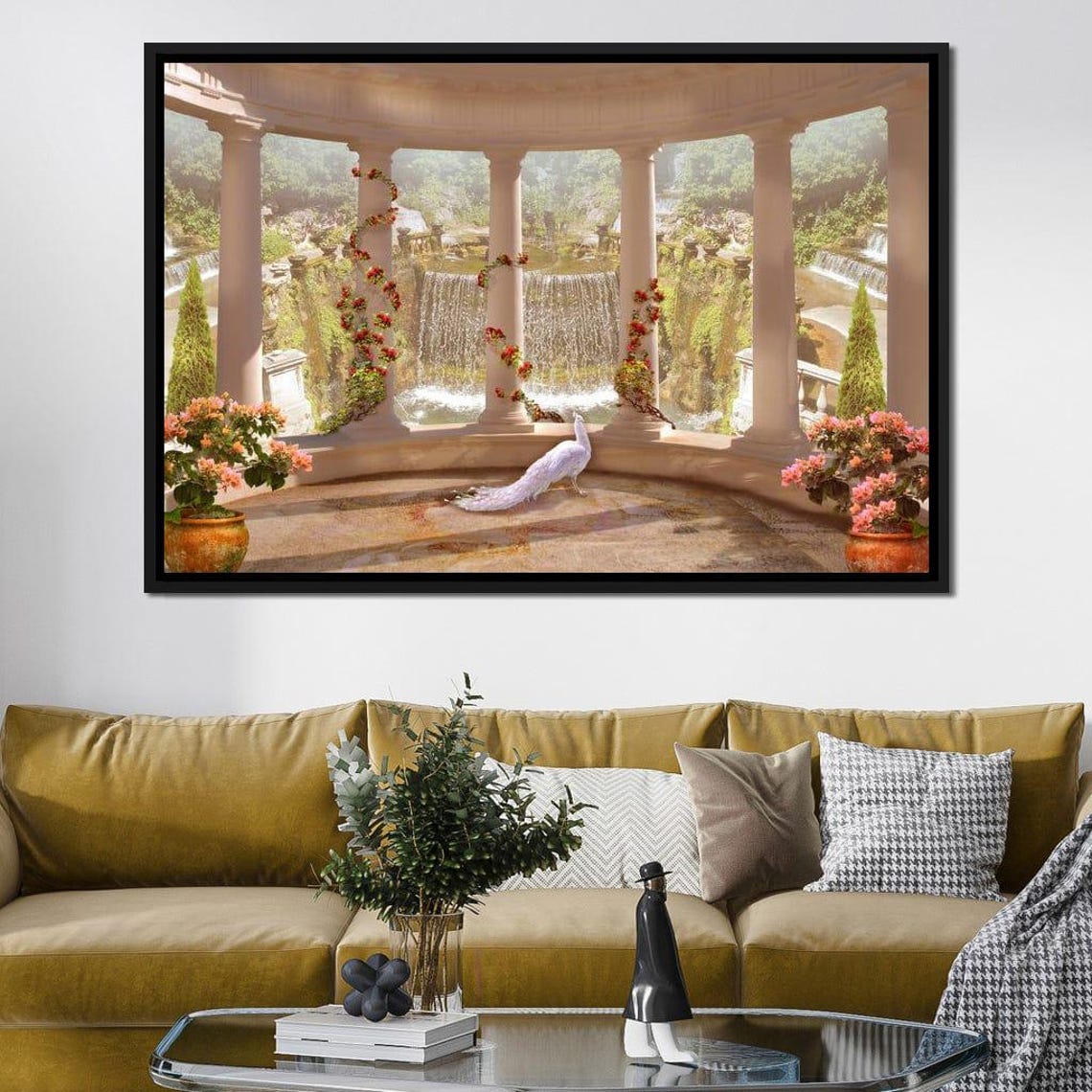 Classical Garden Waterfall Serene Landscape Art Print Nature Wall Decor Romantic Elegant Design Tranquil Setting By Nichecanvas - Image 4