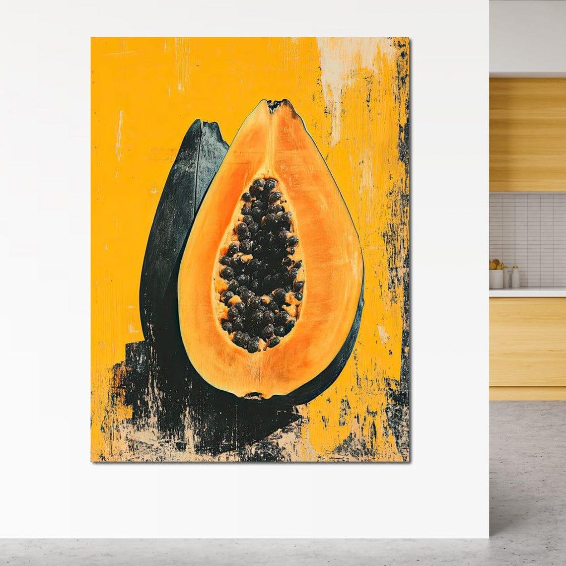 Papaya Vibrance Tropical Wall Art Home Decor Vibrant Fruit Illustration Bold Modern Decor By Nichecanvas - Image 3