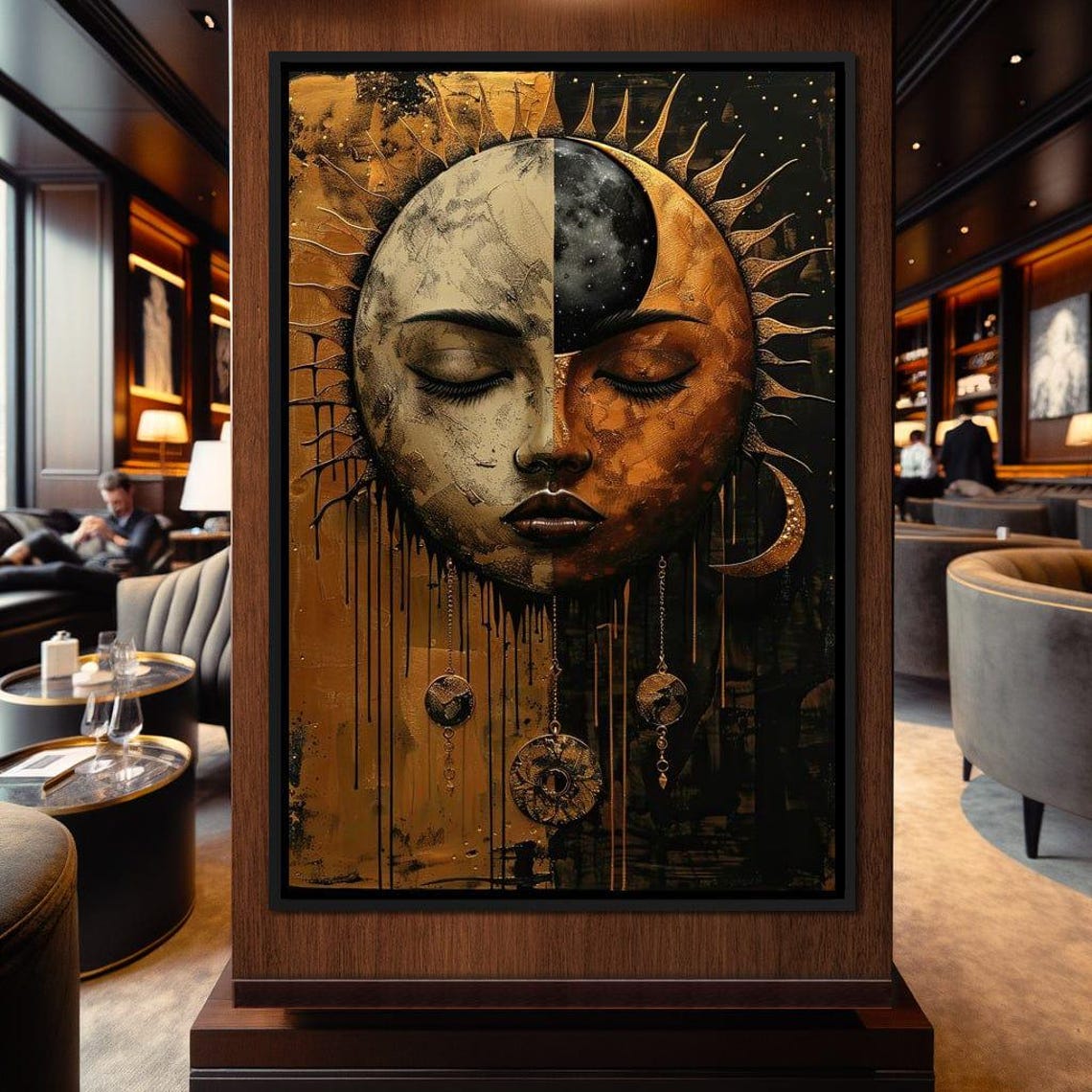 Lunar Solar Dreamscape Celestial Decor Dreamy Wall Art Mystical Artwork Moon And Sun Spiritual Home Decor Abstract By Nichecanvas