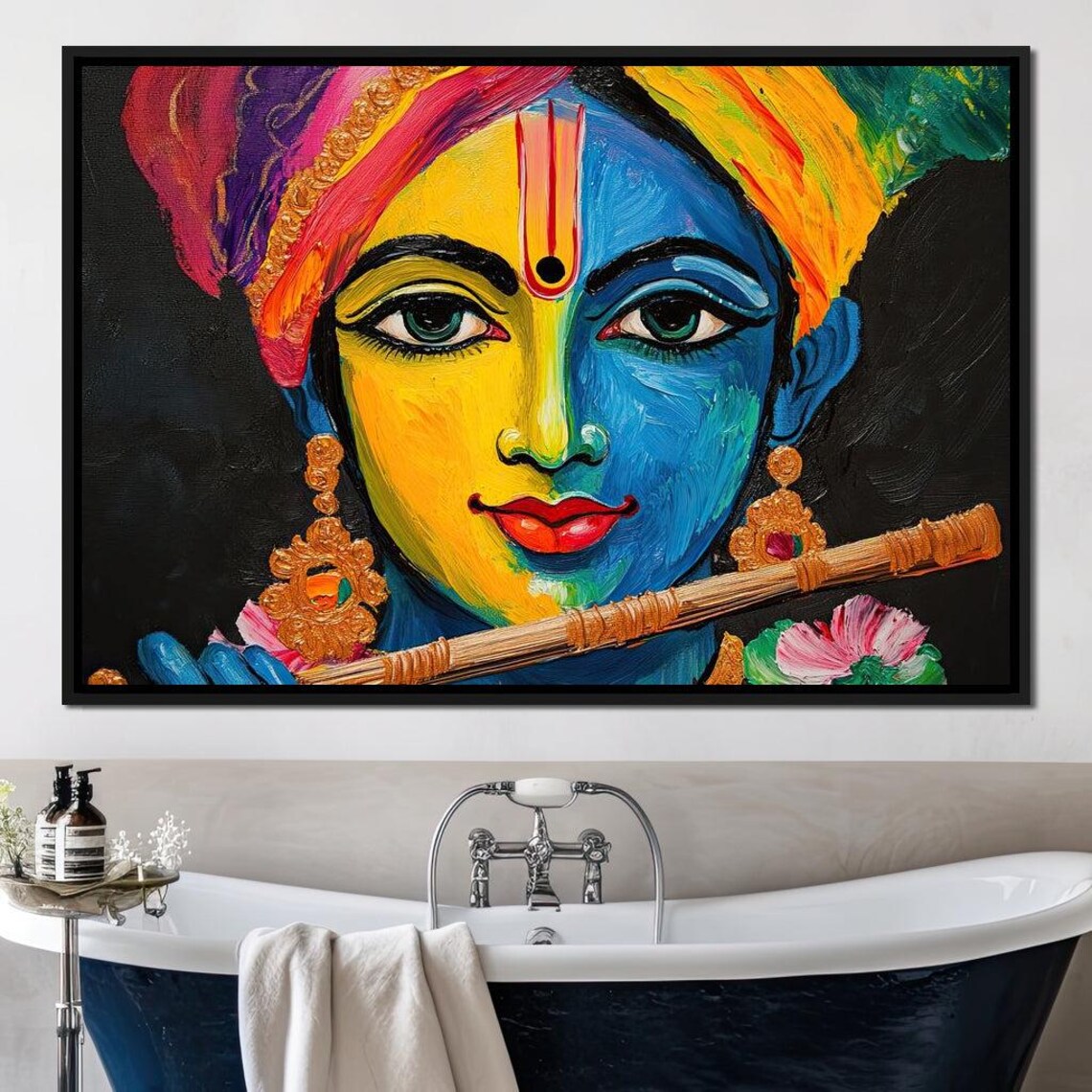 Krishna Spiritual Home Decor, Indian God Art Print - Image 3