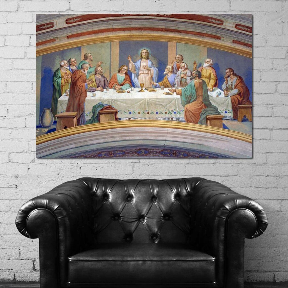 Last Supper Fresco Jesus Apostles Church Biblical Scene Art Poster - Image 4